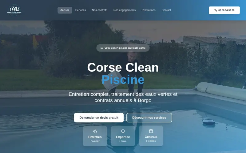 Aperçu du site Corse Clean Piscine
